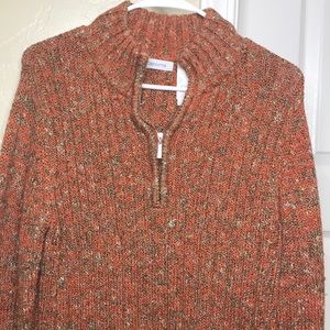 Liz Claiborne orange and brown pull over sweater